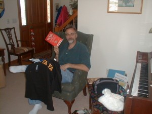 dad with his stuff