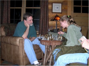 kallie beats daddy in chess