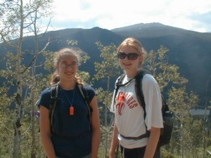 kallie and bailey hiking at confirmation camp